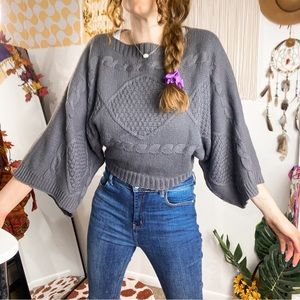 Venus Cable Knit Dolman Sleeve Short Sweater Size XS